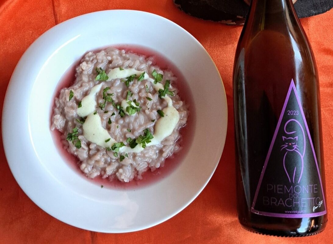 Risotto al Brachetto doc Piemonte 2 vino dolce delle langhe